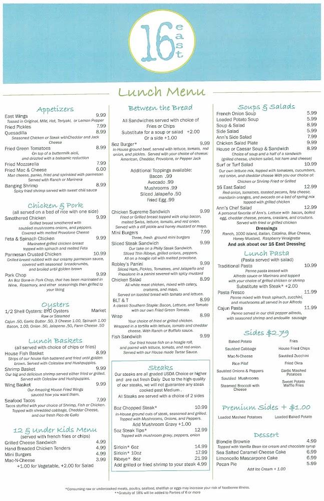 16 East Bar and Grill Menu image 4